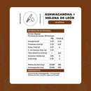 Tabla del Concentrado de Ashwagandha con Melena de León: 30 gotas, 30 porciones y 500 mg de cada uno