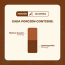 Cada porción del Concentrado: 30 gotas con 500 mg de ashwagandha y 500 mg de melena de león