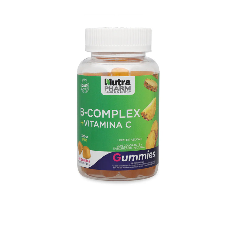 B Complex + Vitamina C Gummies Sabor Piña 60 Gomitas - Nutrapharm