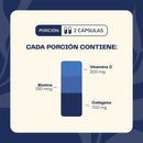 Cada porción de Biotina con colágeno: 700 mg de colágeno, 200 mg de vitamina C y 150 mcg de biotina