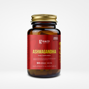Frasco de Ashwagandha 500 mg de RI&CO Green Vitality, 90 cápsulas vegetales para 45 días