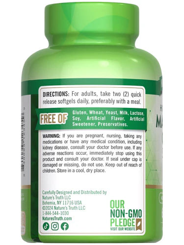 Citrato de Magnesio High Absorption 250mg 60 Cápsulas Blandas - Nature's Truth