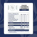 Tabla del Calcio con magnesio y vitamina D: porción de 2 cápsulas, 45 porciones, 700 mg de calcio y 400 de magnesio