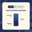 Cada porción de Calcio con magnesio y vitamina D: 700 mg de calcio, 400 mg de magnesio y 10 mcg de vitamina D