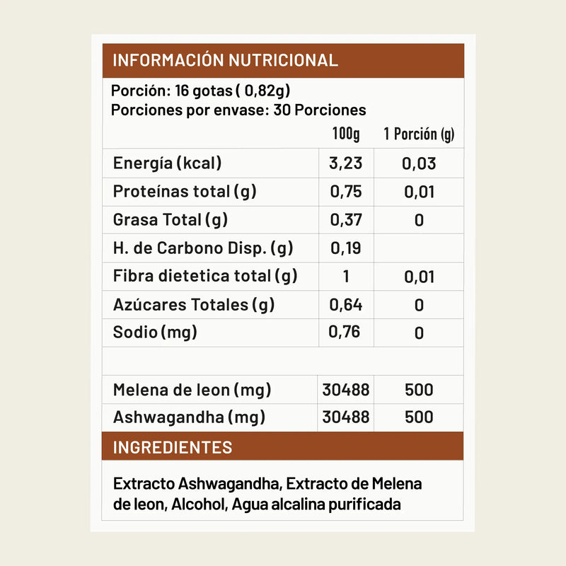 Extracto de Ashwagandha + Melena de León 30ml - Karun Life