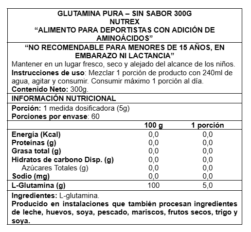 Glutamina Pure Drive 300gr 60 Porciones - Nutrex