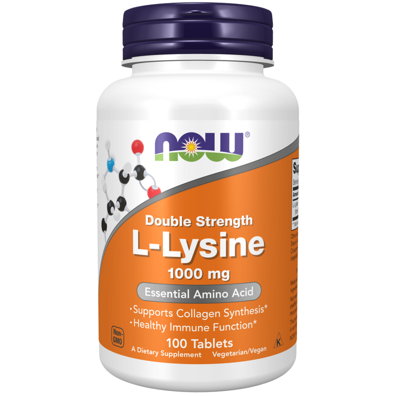 L-Lysine Lisina Doble Potencia 1000mg 100 Tabs - Now