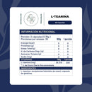 Tabla de la L-Teanina: porción de 2 cápsulas de 0,76 g, 30 porciones y 200 mg por porción