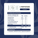 Tabla del L-Triptofano: porción de 2 cápsulas de 1,1 g, 30 porciones y 100 mg por porción