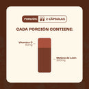 Cada porción de Melena de León: 2 cápsulas con 500 mg de hongo y 60 mg de vitamina C