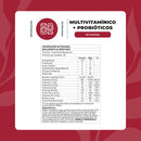 Tabla del Multivitamínico con probióticos: porción de 2 gomitas, 30 porciones y 1,5x10⁹ UFC de Bacillus coagulans