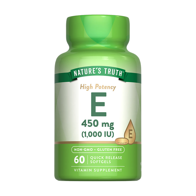 Vitamina E High Potency 1000UI 450mg 60 Cápsulas Blandas - Nature's Truth