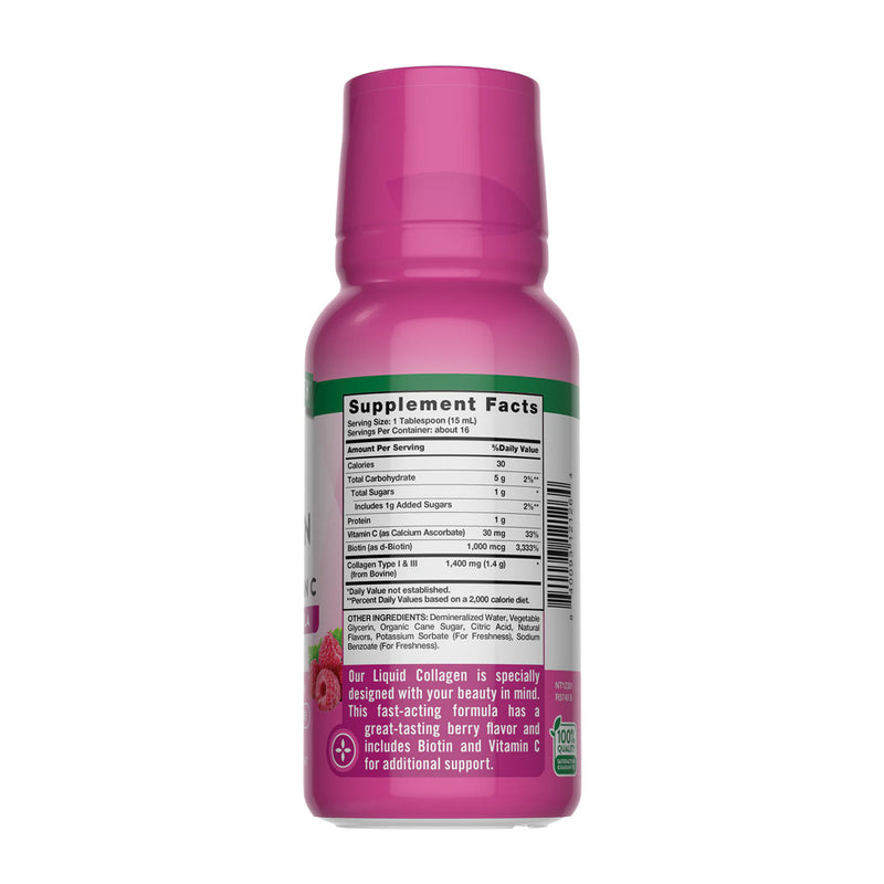 Colágeno Líquido Premium con Biotina y Vitamina C (Tipo I y III) Sabor Berries 237ml - Nature's Truth