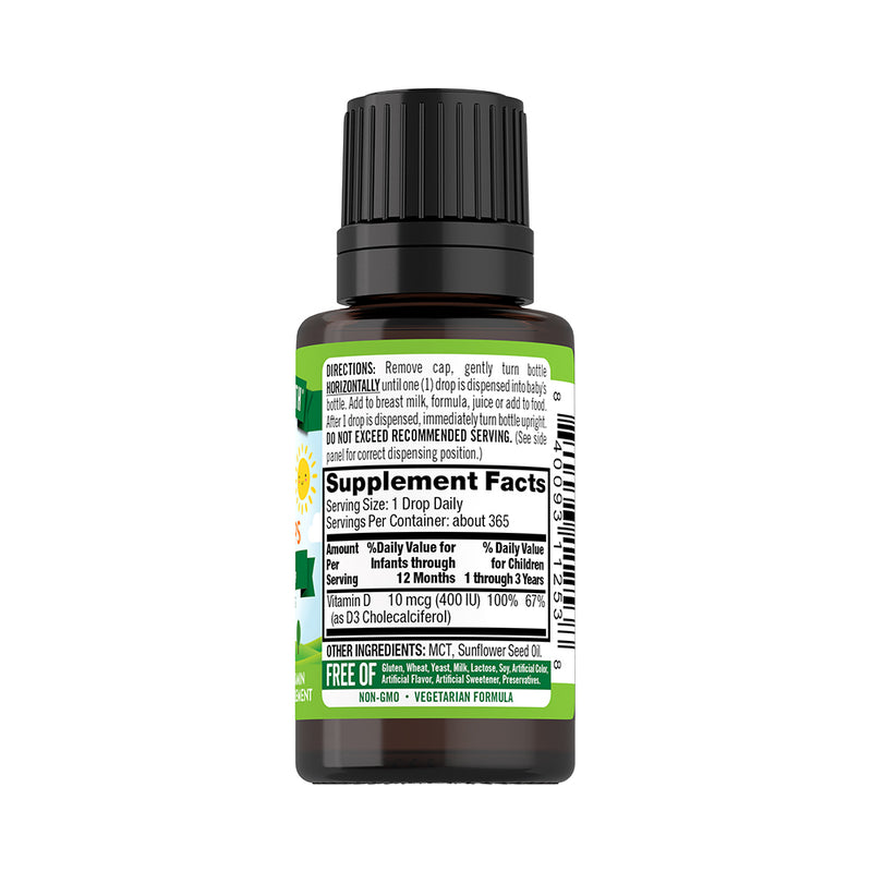 Vitamina D3 Líquida para Bebés 400UI (365 Gotas) 9.2ml - Nature's Truth