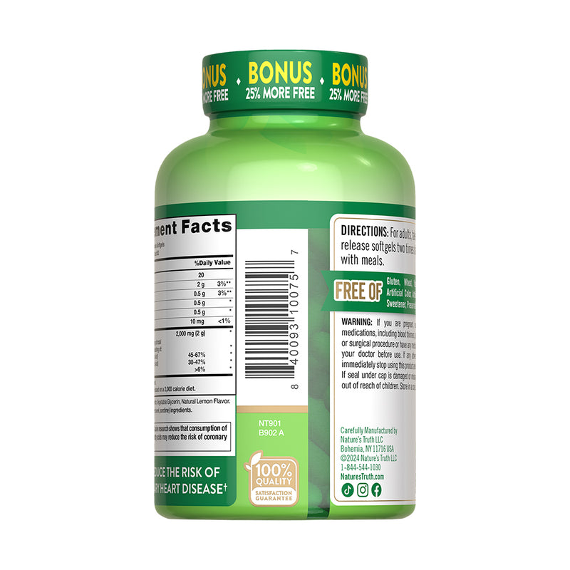Fish Oil 2000mg Sabor Limón Natural 125 Cápsulas Blandas - Nature's Truth