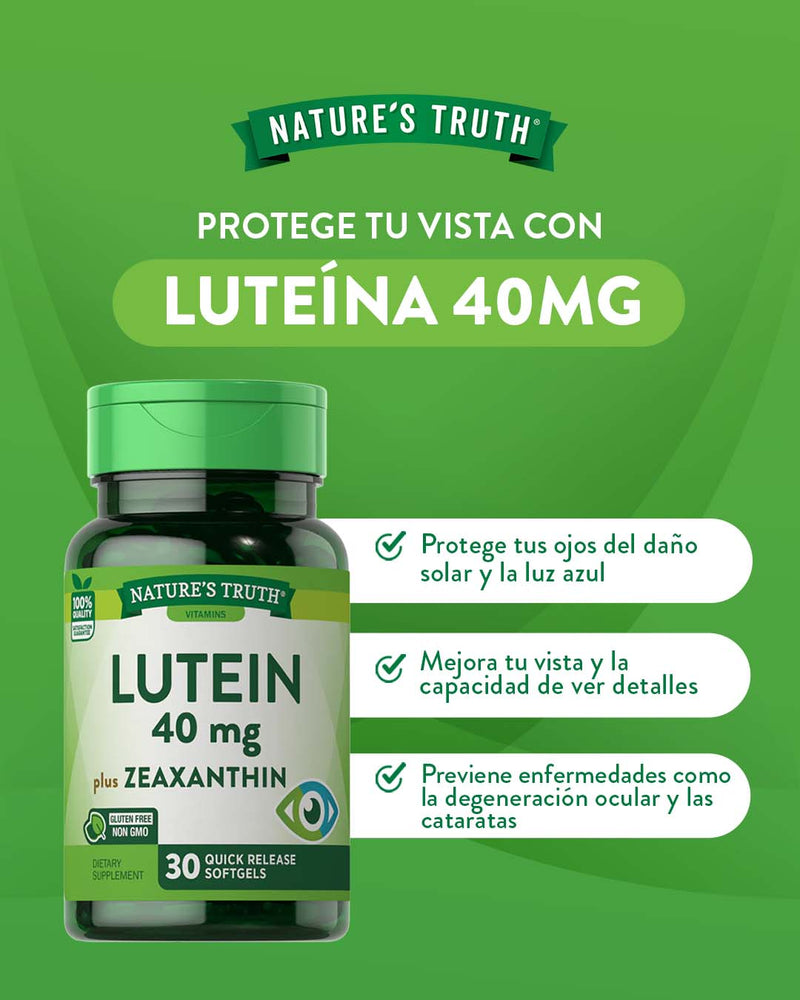 Luteína + Zeaxantina 40mg 30 Cápsulas Blandas - Nature's Truth