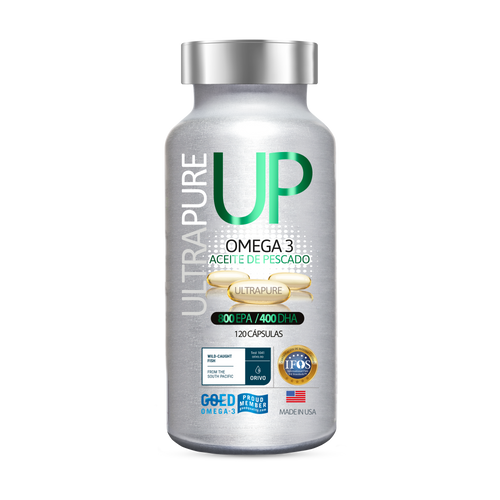 Omega 3 UP UltraPure de Newscience, 120 cápsulas con 800 EPA y 400 DHA, rinde 60 días