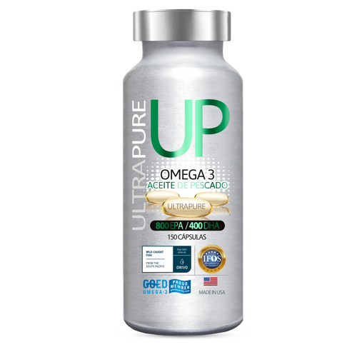 Omega 3 UP UltraPure de Newscience, 150 cápsulas con 800 EPA y 400 DHA, rinde 75 días