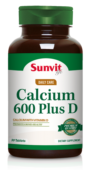 Calcio 600mg con Vitamina D3 30 Tabletas - Sunvit Life