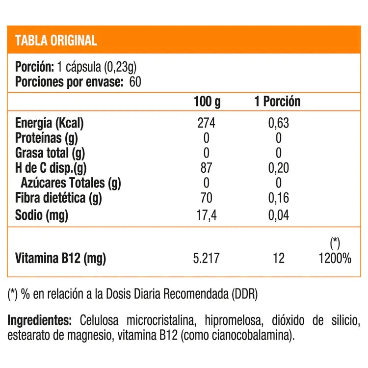 Vitamina B12 Vegan 12 mcg 60 Veg Caps - Sunvit Life