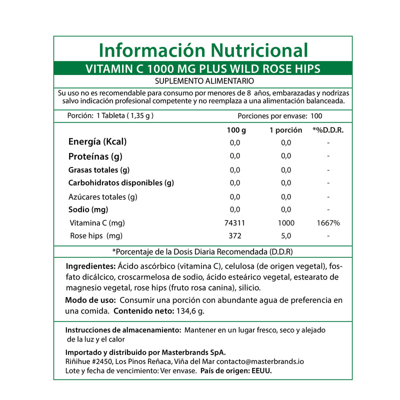 Vitamina C 1000mg Con Rosa Mosqueta 100 Comprimidos - Nature's Truth