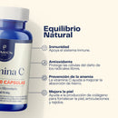 Infografía de la Vitamina C con sus cuatro áreas declaradas por el fabricante