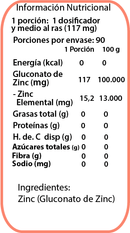 Zinc (Elemental 15mg) 90 Porciones - Dulzura Natural