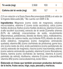 Té verde con 9,7 mg de cafeína e ingredientes de Multi Men, con óxido de magnesio y fosfato dicálcico