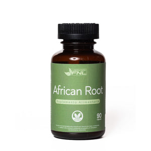 Frasco de African Root de Laboratorio FNL, ashwagandha con vitaminas B6 y B12, 90 cápsulas para 45 días
