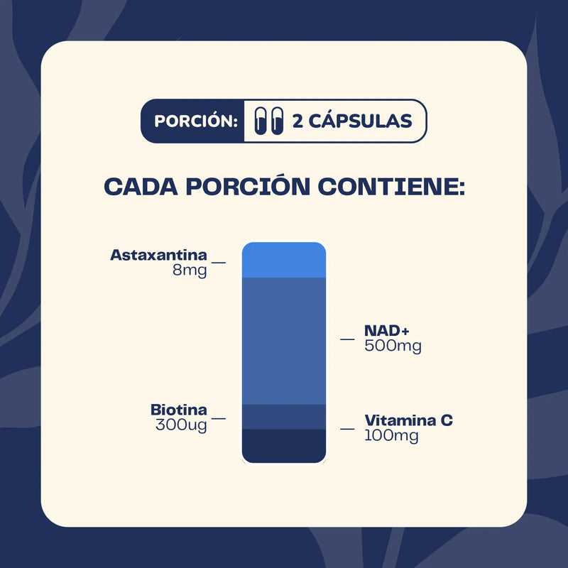 Astaxantina + NAD+ (con Biotina y Vitamina C) 610mg 60 Caps - Karun Life