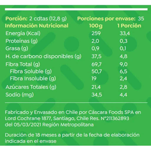 Azana Prebiotic Fibra de Manzana 450gr - Cáscara Foods