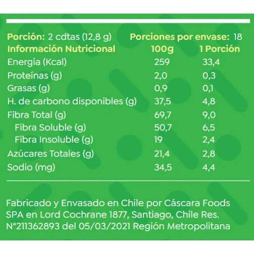 Azana Prebiotic Fibra de Manzana 225gr - Cáscara Foods