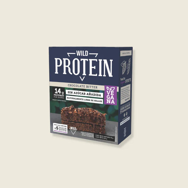 Barritas Veganas Wild Protein Sabor Chocolate Bitter 5 Unidades - Wild Foods