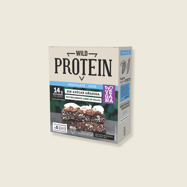 Barritas Veganas Wild Protein Sabor Chocolate Coco 5 Unidades - Wild Foods