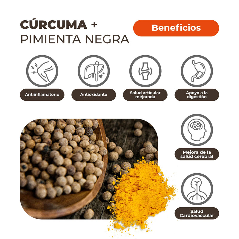 Cúrcuma + Pimienta Negra 550mg 90 Caps - Karun Life