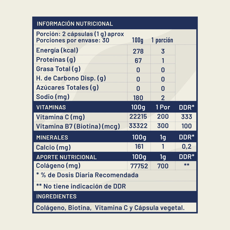 Biotina + Colágeno Hidrolizado + Vitamina C 500mg 60 Veg Caps - Karun Life