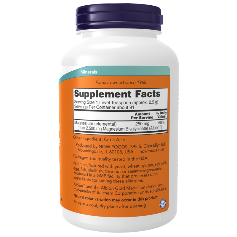 Bisglicinato de Magnesio Powder (Polvo) 227gr - Now