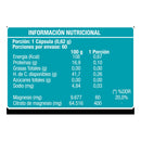Tabla del Citrato de Magnesio Premium: 1 cápsula de 0,62 g, 60 porciones, 400 mg de citrato y 60 mg de magnesio