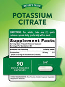Citrato de Potasio 275mg 90 Cápsulas - Nature's Truth