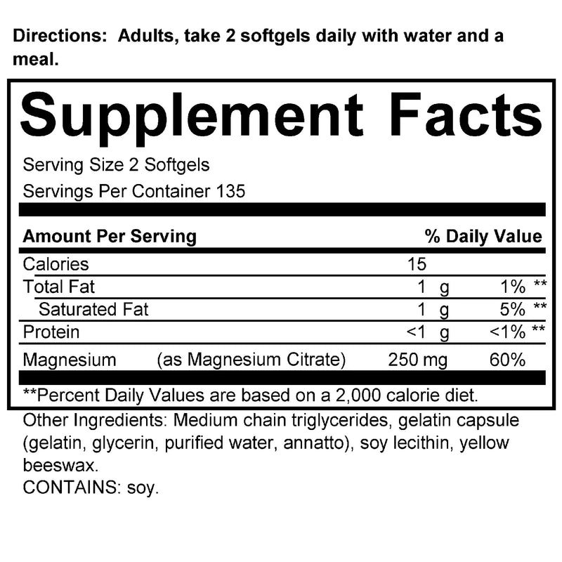 Citrato de Magnesio 250mg 270 Softgels - Kirkland Signature