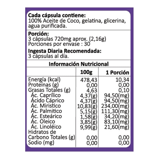 Coconut Oil (Aceite de Coco) 90 Caps Blandas - Avanti