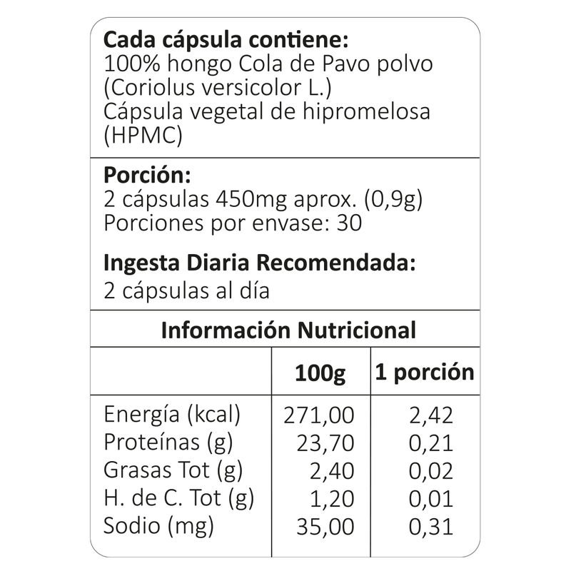 Cola de Pavo 90 Veg Caps - Avanti