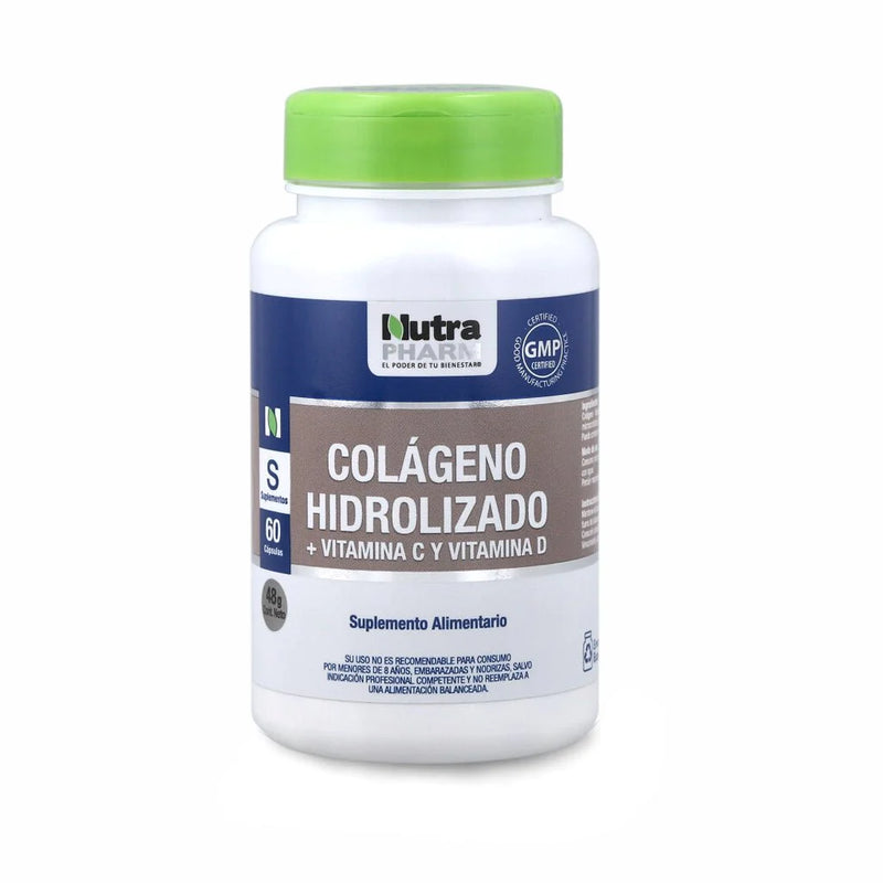 Colágeno Hidrolizado + Vit C y D Premium 1000mg 60 Caps   - Nutrapharm