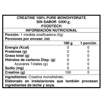 Creatine 100% Pure Monohydrate 1kg  - Foodtech