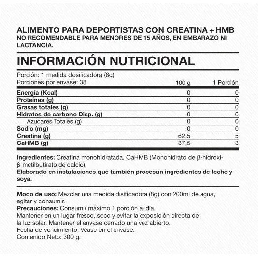 Creatine Monohidratada 100% Pura + HMB 3000mg 300gr - Foodtech