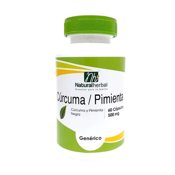 Cúrcuma y Pimienta Negra 500mg 60 Caps - Natural Herbal