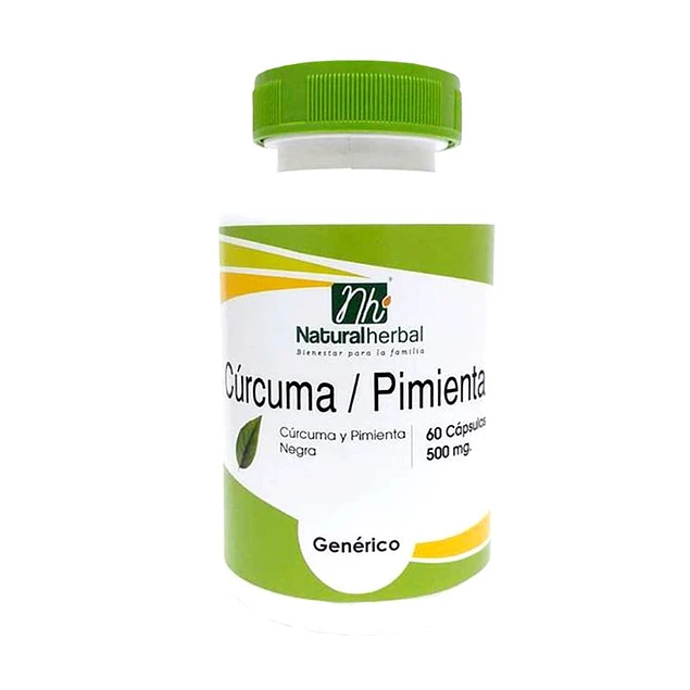 Cúrcuma y Pimienta Negra 500mg 60 Caps - Natural Herbal