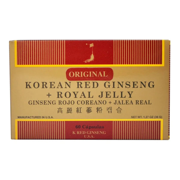 Ginseng Rojo Coreano + Jalea Real 500mg 60 Cápsulas - Korean Red Ginseng USA