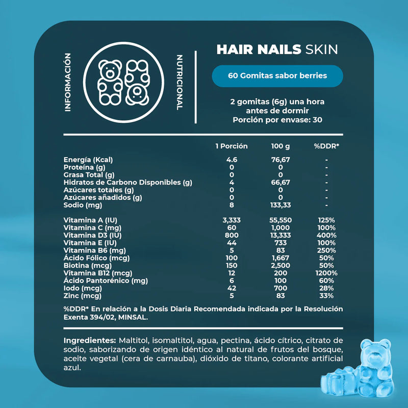 Hair Nail Skin Sabor Berries 60 Gomitas - Karun Life