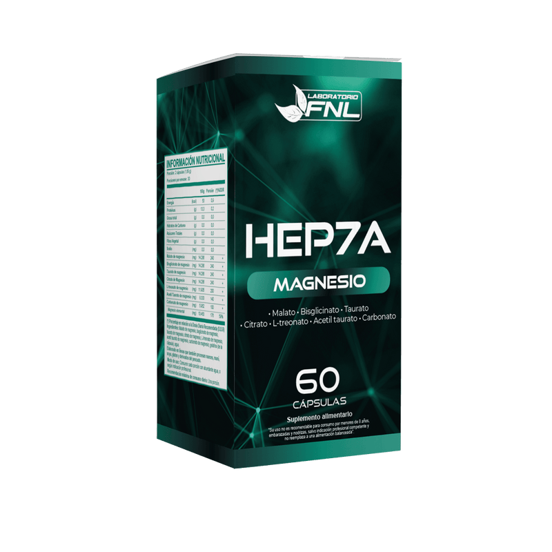 Hepta Magnesio (L-Treonato, Bisglicinato, Taurato, Malato, Citrato, Carbonato, Acetil Taurato) 60 Cápsulas - FNL